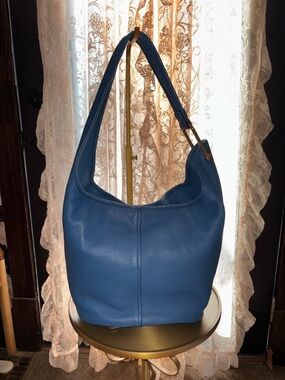 Michael Kors Sonny Medium Hobo Shoulder Bag Blue Leather NWT Gold Hardware